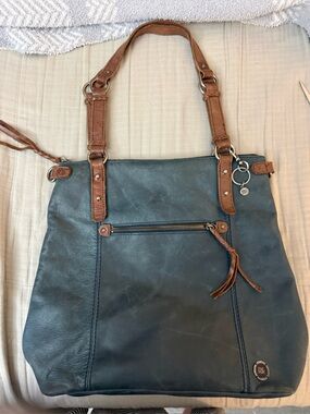 Vintage The Sak Ashland Large Leather Tote Indigo Blue and Brown